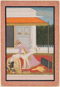 An Amorous Couple, Probably Raja Mahendra Pal of Basohli with a Favorite Queen by Unknown artist
