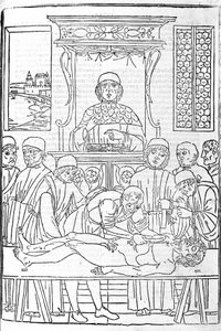 Anatomical dissection. Engraving from a treatise of Medicine by Gerolamo Cardano, Florence by Unknown artist