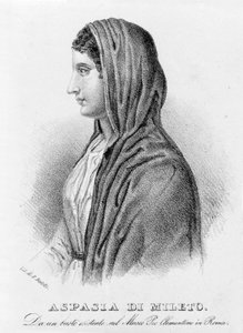 Aspasia of Miletus, mistress of Pericles. Lithograph by Bertotti. 19th century