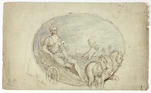 Aurora in Her Chariot (recto); Three Male Portrait Busts (verso)