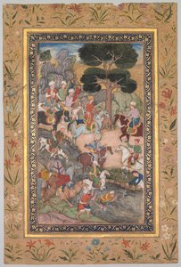 Babur Meeting with Sultan Ali Mirza at the Kohik River, from a Babur-nama (Memoirs of Babur) by Unknown artist