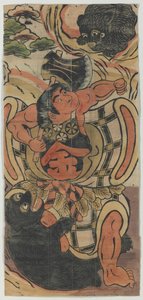 Banner Depicting Kintaro Battling Bears by Unknown artist