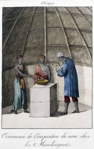 Baptism in the Mandingues (Mali?) in Africa - engraving by Unknown artist