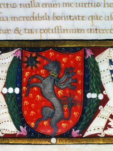 Blazon decorates a unicorn, a star on a red background. (detail) by Unknown artist