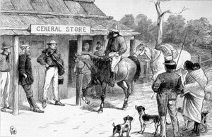 Bush shop in Australia, circa 1880.