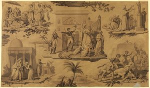 Cartoon for Printed Cotton Textile: The French in Egypt by Unknown artist