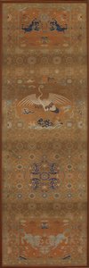 Chair Cover with a Crane, Lions, Dragons, Auspicious Symbols and Floral Patterns