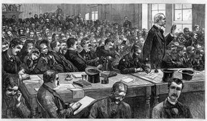 Charles Julius Guiteau (1841-1882), murderer of U.S. president James Abram Garfield (1831-1881), during trial in 1881, United States by Unknown artist