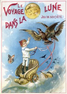 Child taken in a chariot drawn by birds towards the moon: 
