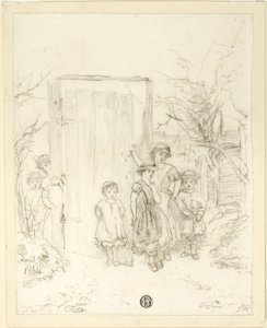 Children by a Door by Unknown artist