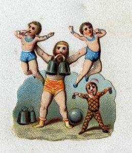 Circus: an alterophile lifts two men at arm