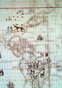 Continent of America. Detail of the World Map