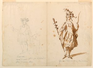 Costume Design: Youth and Diana for a Ballet by Unknown artist