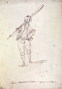 Costume for the character of Roland in the opera of the same name by composer Niccolo Vito Piccinni after a libretto by Jean Francois Marmontel (1778). Drawing of the end of the 18th century