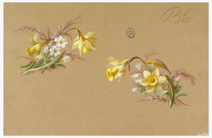 Design for Wallpaper and Textile: Flowers by Unknown artist