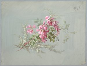 Design for Wallpaper and Textile: Flowers and Birds by Unknown artist