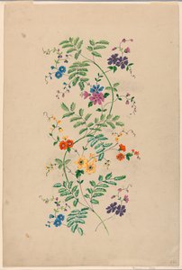 Design for a Vertical Rinceau for a Woven Fabric by Unknown artist