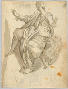 Drawing: A) Personification of Charity, B) A Terrified Woman by Unknown artist