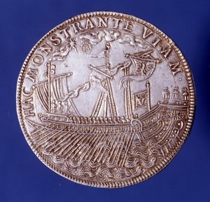Ducat of Vincenzo Gonzaga (Vincent Gonzague) (1562 - 1612), Duke of Mantua representing a galley. by Unknown artist