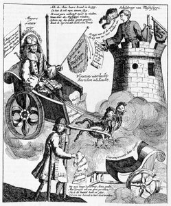 Dutch Satirical Print Against John Law (1671-1729), on the Mississippi Case by Unknown artist