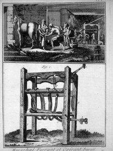 Engraving representing the farrier of the 18th century by Unknown artist