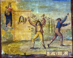 Ex Voto from the Beginning of the 19th Century Representing a Person Attacked by Bees
