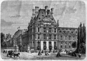 Exterior view of the Pavillon de Flore, at the Palais des Tuileries, and the Galerie du bord de l