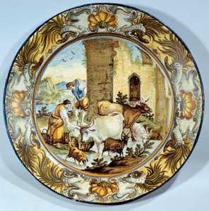Faience Dish Representing a Pastoral Scene