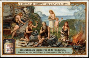 Flint utensils of the prehistoric inhabitants of Rugen Island - Liebig advertising label by Unknown artist