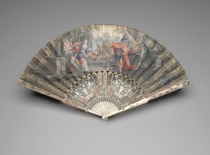 Folding fan with Jephthah meeting his daughter, c.1740s-50s by Unknown artist