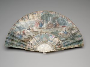 Folding fan with a pastoral scene, c.1740s-50s by Unknown artist