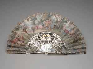 Folding fan with a pastoral scene, c.1740s-50s by Unknown artist