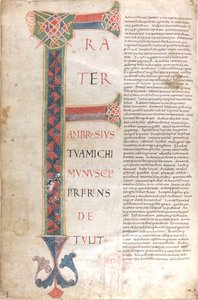 Brother Ambrosius Bringing Me Gifts. Capital Letter of the Dedicatory Epistle of St. Jerome