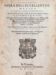 Frontispiece of Toscanello in musica by Pietro Aron