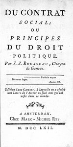 Frontispiece of the Social Contract or Principles of Political Law by Jean Jacques Rousseau, printed in Amsterdam in 1762