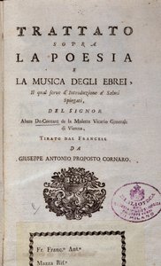 Frontispiece of Treaty on the poetry and music of the Jews