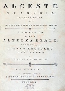 Frontispiece of music sheet of Alceste, opera by C. W. Gluck