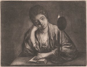 Girl Reading by Candle Light