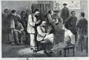 Hair Salon in the Chinese Community of California - engraving