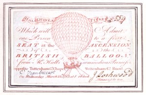 Half Guinea Ticket for Balloon Ascent at Tottenham Court Road, London, March 23 1785 by Unknown artist