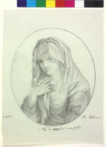 Half length of a young woman with sheet around the head Lady with veil vestal virgin by Unknown artist
