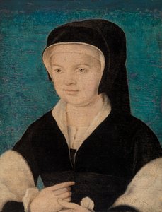 Head of Woman on Blue Background