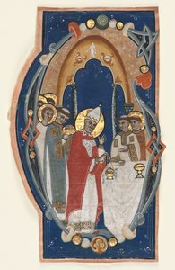 Historiated Initial (G) Excised from a Choir Book: St. Gregory the Great Celebrating Mass