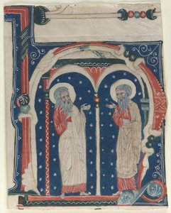 Historiated Initial (H) Excised from an Antiphonary: SS. Paul the Hermit and Anthony