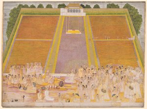 Holi Festival in a Walled Garden with Celebrants by Unknown artist