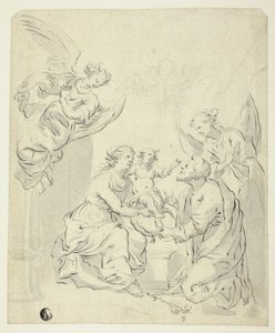 Holy Family with Angels by Unknown artist