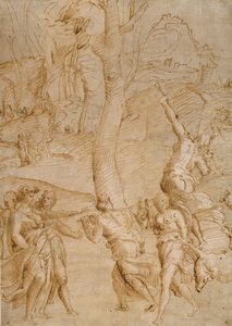 Hunting Scene (recto); Two Studies of a Pair of Reclining River-Gods (?), a Sarcophagus Front (?) (verso)