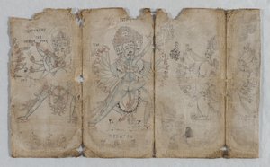 Iconographic Drawings: Chakrashamvara with Vajravarahi, Hevajra with Nairatmya, and Yamantaka (verso)