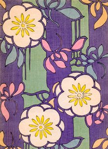 Illustration of Flower Blossoms on a Lavender and Green Background by Unknown artist