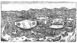 Illustration of the End of the 18th Century on How to Navigate Under Water